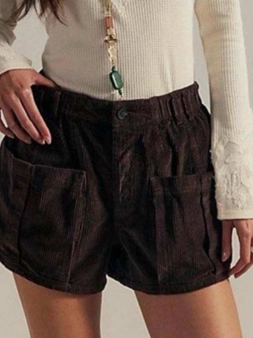 We The Free Chocolate Brown Corduroy Shorts NWT